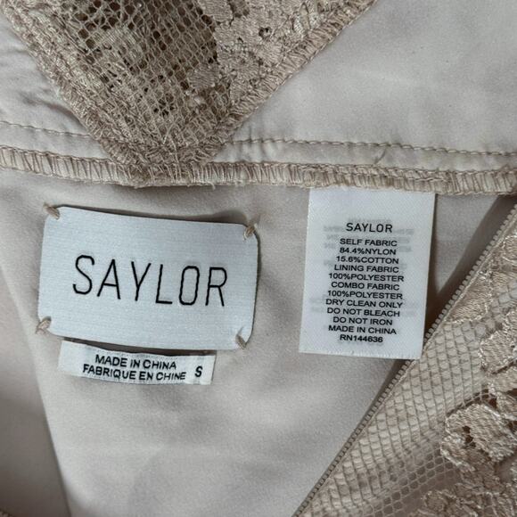 Saylor Size Small Lace Halter Mini Dress Beige Bridal Shower Feminine High Neck - Picture 6 of 13